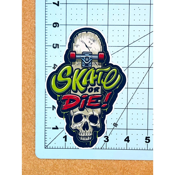 Skate Or Die Skull High Quality Water Resistant Sticker Decal Multiple Sizes - Picture 3 of 4